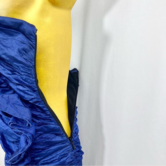 Bebe strapless hourglass dress with ruffles size S small color indigo blue - Picture 6 of 10